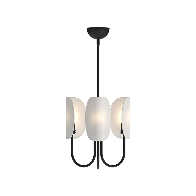 Kuzco Seno 15in 3-Light Chandelier | Modern Origami Matte Black Aluminum and White Cotton Fabric | Dining Room & Living Room | Model CH450715MBCW