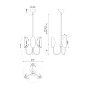 Kuzco Seno 15in 3-Light Chandelier | Modern Origami Matte Black Aluminum and White Cotton Fabric | Dining Room & Living Room | Model CH450715MBCW