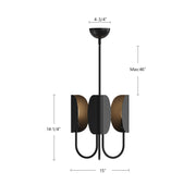 Kuzco Seno 15in 3-Light Chandelier | Modern Origami Matte Black Aluminum and White Cotton Fabric | Dining Room & Living Room | Model CH450715MBCW