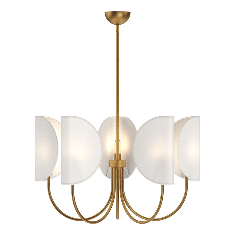 Kuzco Seno 5-Light 32in Chandelier | Modern Aged Gold and White Cotton Fabric | Dining Room & Living Room | 5x60W E12 Dimmable | Model CH450732AGCW