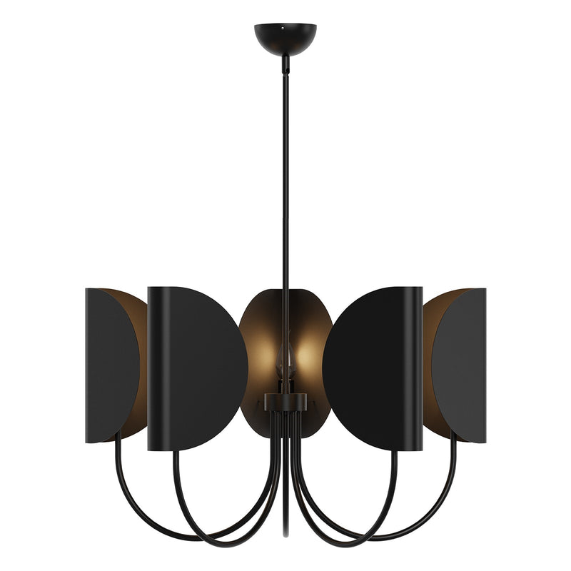 Kuzco Seno 32in 5-Light Chandelier | Matte Black Aluminum and White Cotton Shades | Dining Room & Living Room | 32 x 19 in | Model CH450732MB