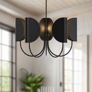 Kuzco Seno 32in 5-Light Chandelier | Matte Black Aluminum and White Cotton Shades | Dining Room & Living Room | 32 x 19 in | Model CH450732MB