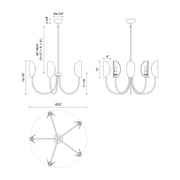 Kuzco Seno 32in 5-Light Chandelier | Matte Black Aluminum and White Cotton Shades | Dining Room & Living Room | 32 x 19 in | Model CH450732MB