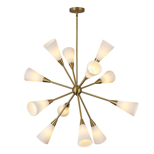 Kuzco Cosmo 39" Socket Chandelier, Gold/Glossy Opal/Fluted Milk - CH462039BGGR