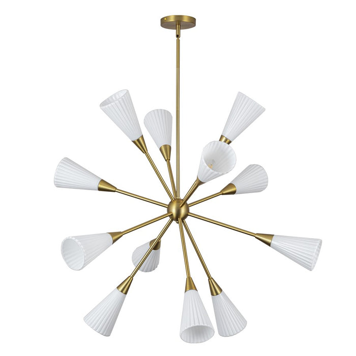 Kuzco Cosmo 39" Socket Chandelier, Gold/Glossy Opal/Fluted Milk