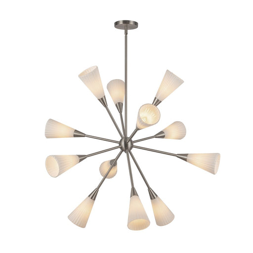 Kuzco Cosmo 39" Socket Chandelier, Nickel/Glossy Opal/Fluted Milk - CH462039BNGR