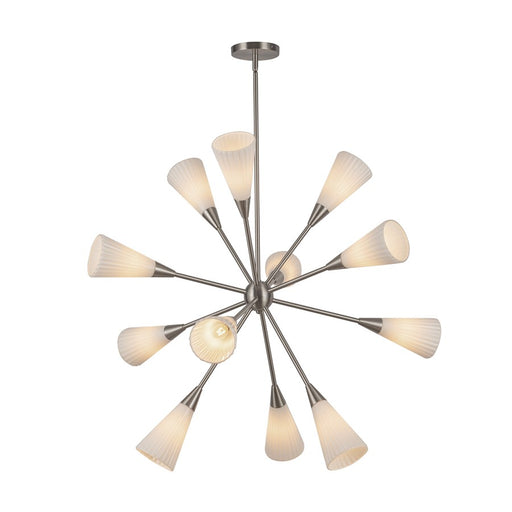 Kuzco Cosmo 39" Socket Chandelier, Nickel/Glossy Opal/Fluted Milk