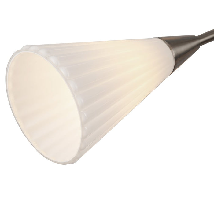 Kuzco Cosmo 39" Socket Chandelier, Nickel/Glossy Opal/Fluted Milk