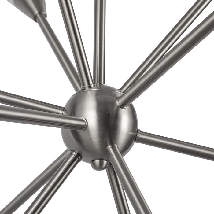 Kuzco Cosmo 39" Socket Chandelier, Nickel/Glossy Opal/Fluted Milk