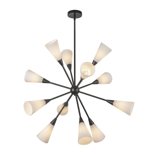 Kuzco Cosmo 39" Socket Chandelier, Black/Glossy Opal/Fluted Milk - CH462039MBGR