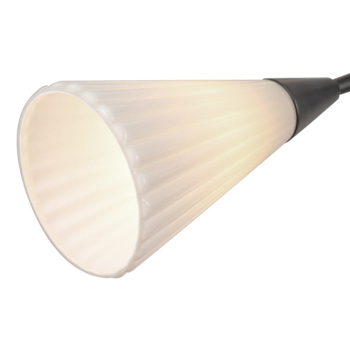 Kuzco Cosmo 39" Socket Chandelier, Black/Glossy Opal/Fluted Milk