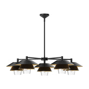 Kuzco Tetsu 38in 5-Light Chandelier | Japandi Matte Black Steel and Clear Glass | Dining Room & Living Room | 38 x 38 x 8.75 in | Model CH475138MBCL