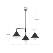 Kuzco Remy 38in 3-Light Chandelier | Japanese-Inspired Brushed Gold Steel and Opal Glass | Dining Room & Living Room | Model CH485245BGOP