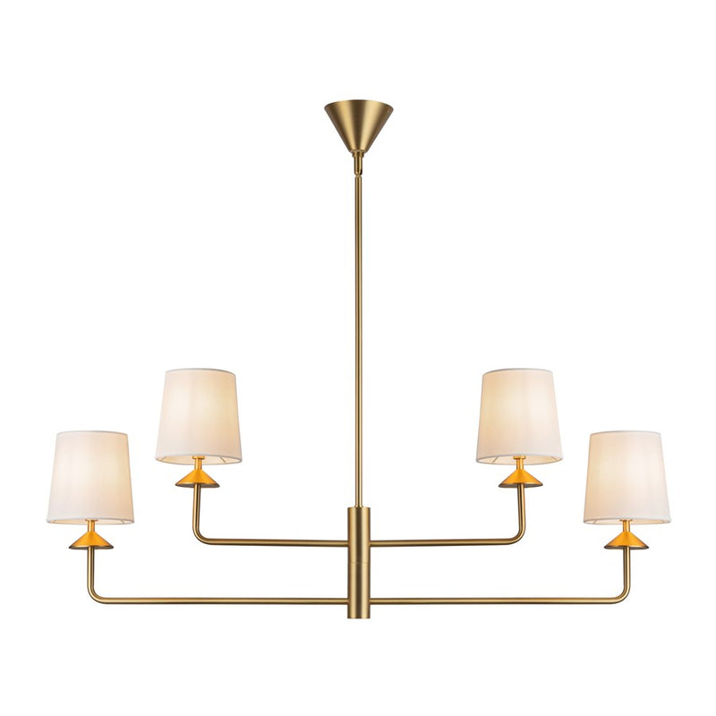 Kuzco Bridgette 45" Socket Chandelier, Gold/White Linen/Linen
