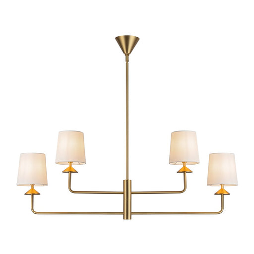 Kuzco Bridgette 45" Socket Chandelier, Gold/White Linen/Linen