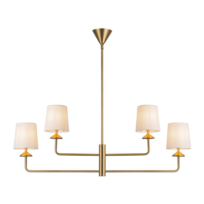 Kuzco Bridgette 45" Socket Chandelier, Gold/White Linen/Linen