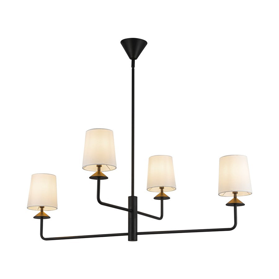 Kuzco Bridgette 45" Socket Chandelier, Black/White Linen/Linen - CH497445MBWL