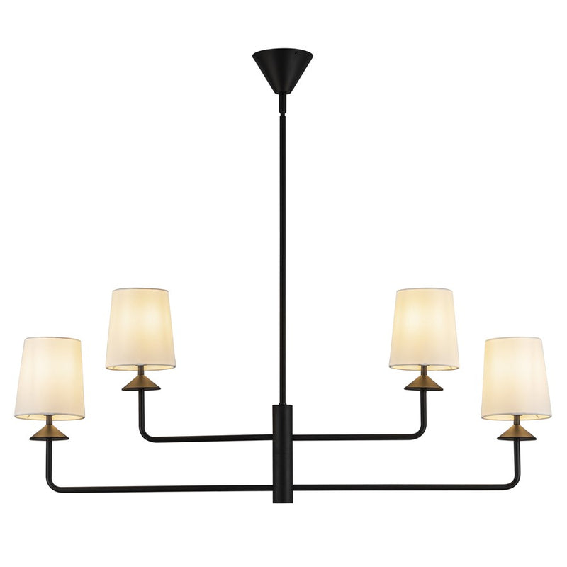 Kuzco Bridgette 45" Socket Chandelier, Black/White Linen/Linen