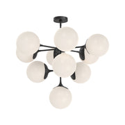Kuzco Nouveau 35in 10-Light Chandelier | Art Nouveau Matte Black Steel and Opal Glass | Dining Room & Living Room | Model CH505335MBOP