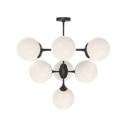 Kuzco Nouveau 35in 10-Light Chandelier | Art Nouveau Matte Black Steel and Opal Glass | Dining Room & Living Room | Model CH505335MBOP