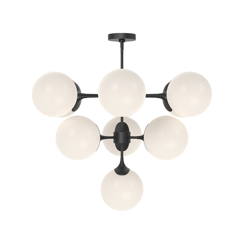 Kuzco Nouveau 35in 10-Light Chandelier | Art Nouveau Matte Black Steel and Opal Glass | Dining Room & Living Room | Model CH505335MBOP