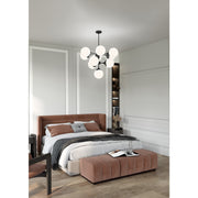 Kuzco Nouveau 35in 10-Light Chandelier | Art Nouveau Matte Black Steel and Opal Glass | Dining Room & Living Room | Model CH505335MBOP
