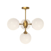 Kuzco Nouveau 26in 4-Light Chandelier | Aged Gold and Opal Matte Glass | Dining Room & Living Room | 17in H, 4x40W E26 | Model CH505426AGOP