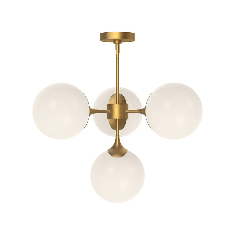 Kuzco Nouveau 26in 4-Light Chandelier | Aged Gold and Opal Matte Glass | Dining Room & Living Room | 17in H, 4x40W E26 | Model CH505426AGOP