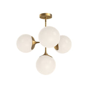 Kuzco Nouveau 26in 4-Light Chandelier | Aged Gold and Opal Matte Glass | Dining Room & Living Room | 17in H, 4x40W E26 | Model CH505426AGOP