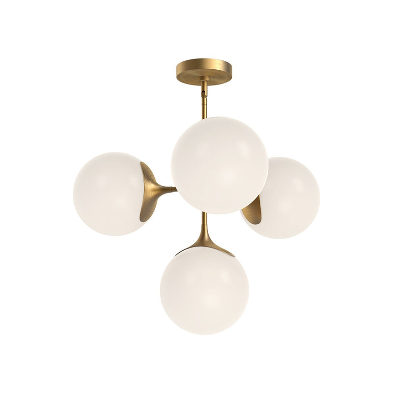 Kuzco Nouveau 26in 4-Light Chandelier | Aged Gold and Opal Matte Glass | Dining Room & Living Room | 17in H, 4x40W E26 | Model CH505426AGOP