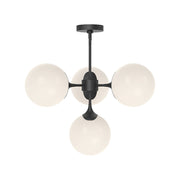 Kuzco Alora Mood Nouveau 26in 4-Light Chandelier | Art Nouveau Matte Black and Opal Glass | Dining Room & Living Room | 17.12 H | Model CH505426MBOP