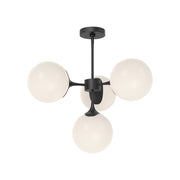 Kuzco Alora Mood Nouveau 26in 4-Light Chandelier | Art Nouveau Matte Black and Opal Glass | Dining Room & Living Room | 17.12 H | Model CH505426MBOP