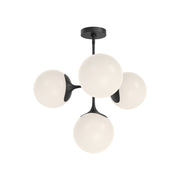 Kuzco Alora Mood Nouveau 26in 4-Light Chandelier | Art Nouveau Matte Black and Opal Glass | Dining Room & Living Room | 17.12 H | Model CH505426MBOP