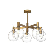 Kuzco Castilla 29in 5-Light Chandelier | Classic Chic Aged Gold and Clear Glass | Dining Room & Kitchen Island | 29.5 x 12.62 in | Model CH506129AGCL