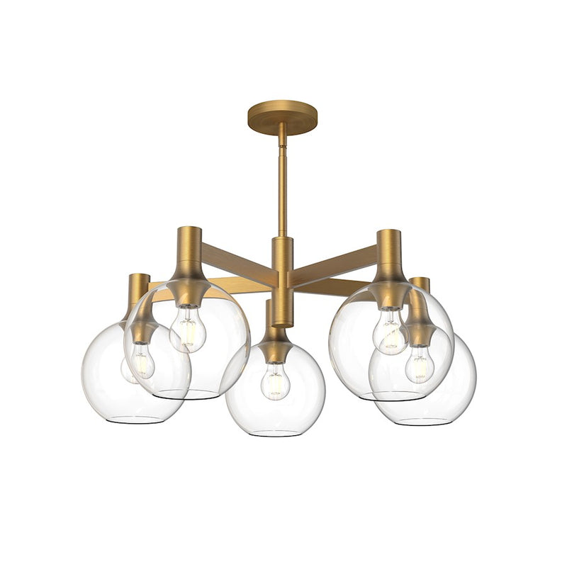 Kuzco Castilla 29in 5-Light Chandelier | Classic Chic Aged Gold and Clear Glass | Dining Room & Kitchen Island | 29.5 x 12.62 in | Model CH506129AGCL