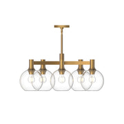 Kuzco Castilla 29in 5-Light Chandelier | Classic Chic Aged Gold and Clear Glass | Dining Room & Kitchen Island | 29.5 x 12.62 in | Model CH506129AGCL