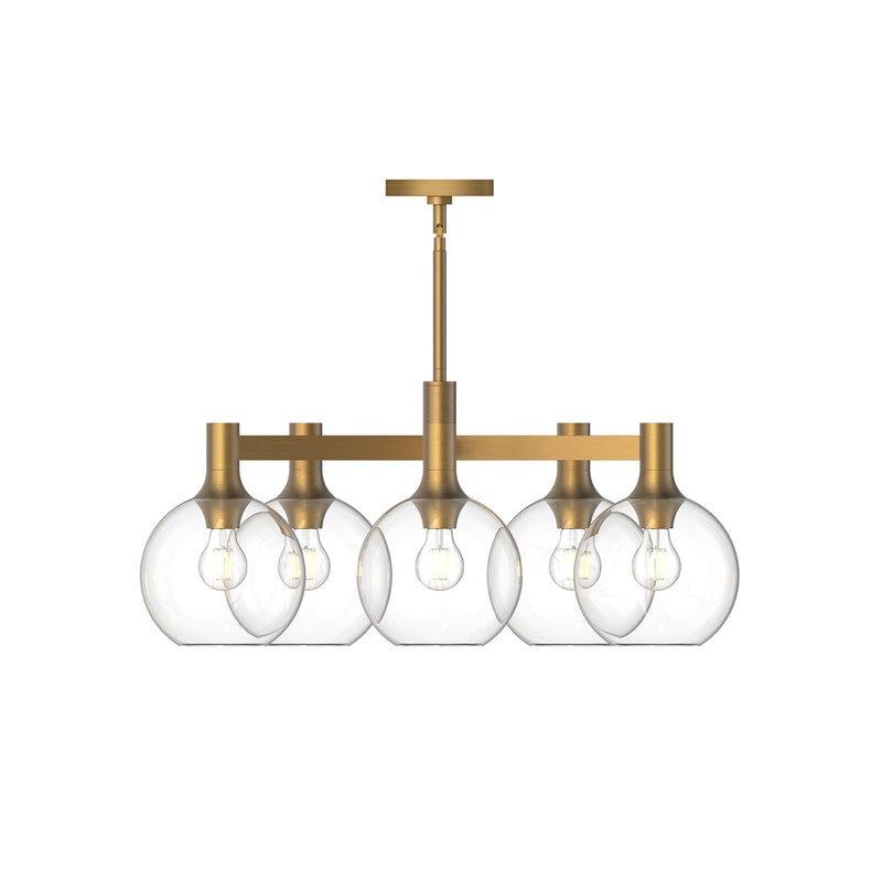 Kuzco Castilla 29in 5-Light Chandelier | Classic Chic Aged Gold and Clear Glass | Dining Room & Kitchen Island | 29.5 x 12.62 in | Model CH506129AGCL