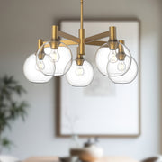 Kuzco Castilla 29in 5-Light Chandelier | Classic Chic Aged Gold and Clear Glass | Dining Room & Kitchen Island | 29.5 x 12.62 in | Model CH506129AGCL