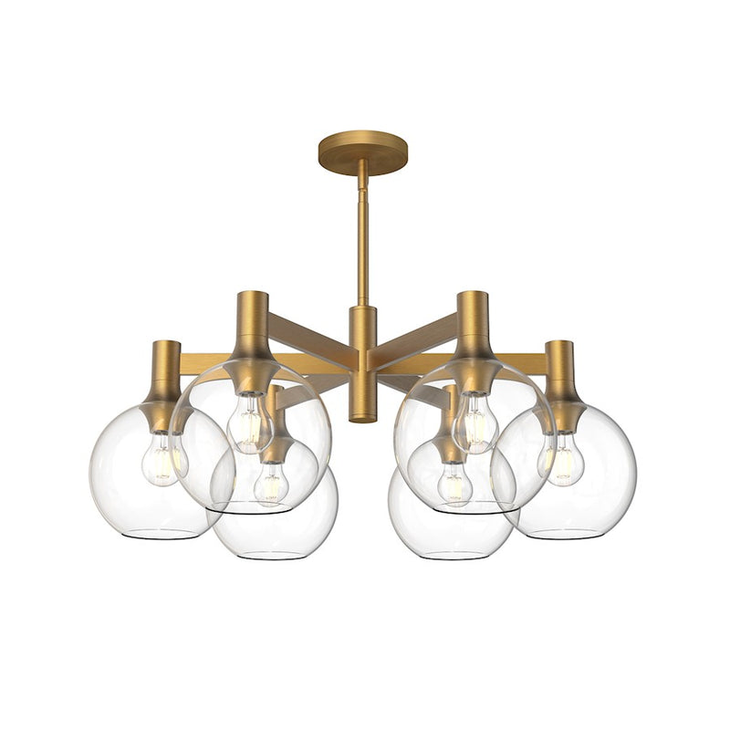 Kuzco Alora Mood Castilla 6-Light 29.5in Chandelier | Classic Chic Aged Gold and Clear/Opal Glass | Dining Room & Living Room | Model CH506230AGCL