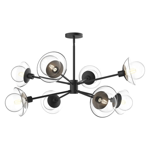 Alora Mood Francesca 40in 8-Light Chandelier | Mid-Century Modern Clear Glass and Matte Black | Dining Room & Living Room | Model CH517338MBCL