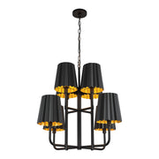 Kuzco Plisse 30in 8-Light Chandelier | Vintage Matte Black Metal Pleated | Dining Room & Living Room | 30 x 25.88 in | Model CH528830MB