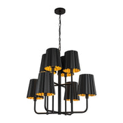 Kuzco Plisse 30in 8-Light Chandelier | Vintage Matte Black Metal Pleated | Dining Room & Living Room | 30 x 25.88 in | Model CH528830MB