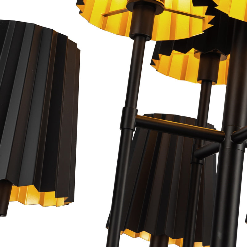 Kuzco Plisse 30in 8-Light Chandelier | Vintage Matte Black Metal Pleated | Dining Room & Living Room | 30 x 25.88 in | Model CH528830MB