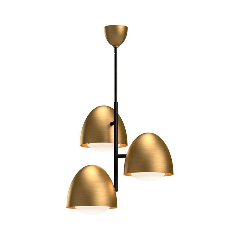 Kuzco Kenji 24in 3-Light Chandelier | Japandi Aged Gold Metal and Opal Glass | Dining Room & Entryway | 23.88 Dia x 23.5 in | Model CH529024AGOP