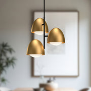 Kuzco Kenji 24in 3-Light Chandelier | Japandi Aged Gold Metal and Opal Glass | Dining Room & Entryway | 23.88 Dia x 23.5 in | Model CH529024AGOP