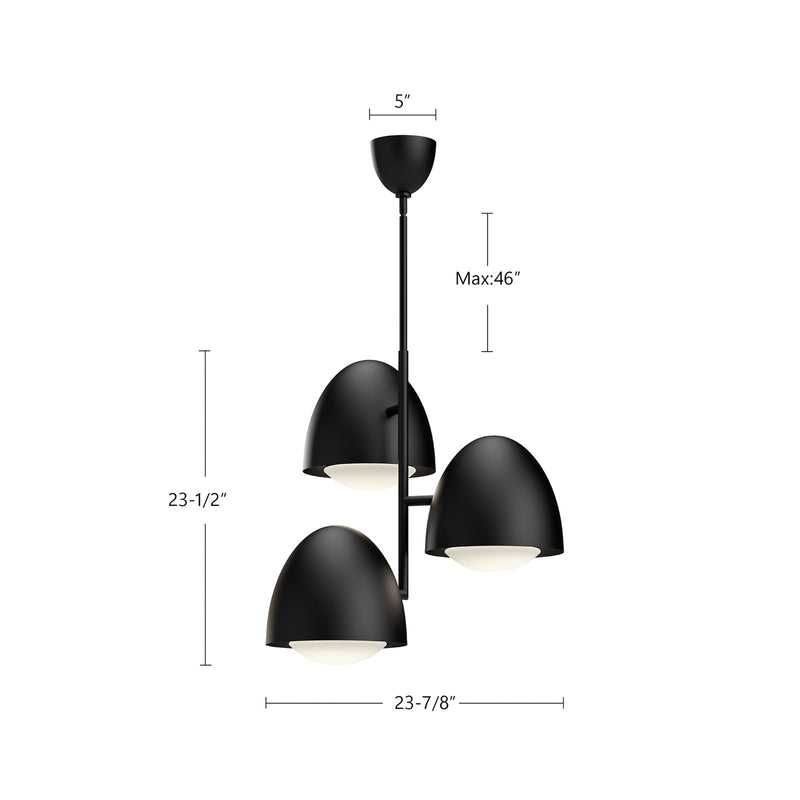 Kuzco Kenji 24in 3-Light Chandelier | Japandi Aged Gold Metal and Opal Glass | Dining Room & Entryway | 23.88 Dia x 23.5 in | Model CH529024AGOP