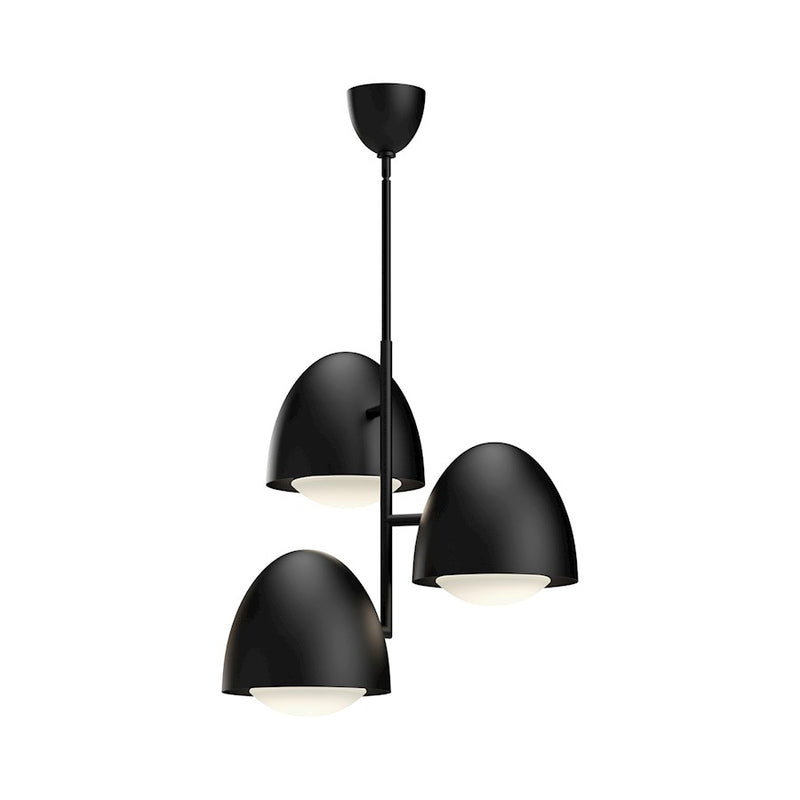 Kuzco Kenji 24in 3-Light Chandelier | Japandi Matte Black and Opal Glass | Dining Room & Living Room | 23.5in H | Model CH529024MBOP