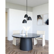 Kuzco Kenji 24in 3-Light Chandelier | Japandi Matte Black and Opal Glass | Dining Room & Living Room | 23.5in H | Model CH529024MBOP