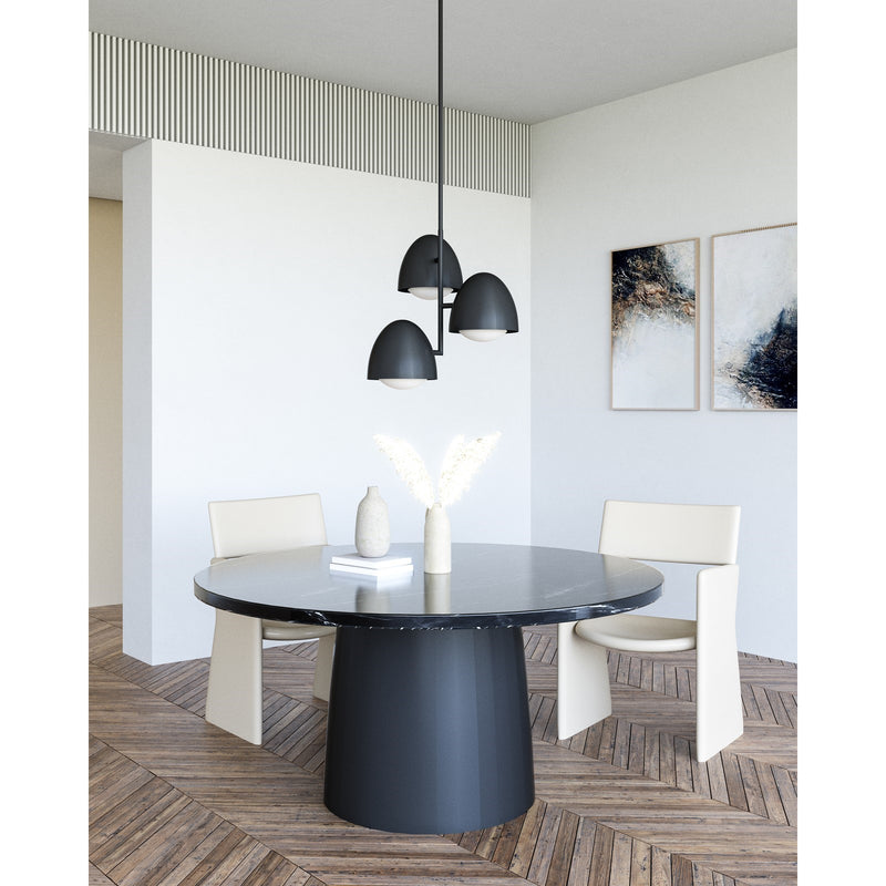 Kuzco Kenji 24in 3-Light Chandelier | Japandi Matte Black and Opal Glass | Dining Room & Living Room | 23.5in H | Model CH529024MBOP
