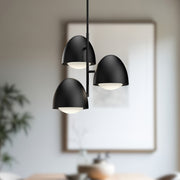 Kuzco Kenji 24in 3-Light Chandelier | Japandi Matte Black and Opal Glass | Dining Room & Living Room | 23.5in H | Model CH529024MBOP